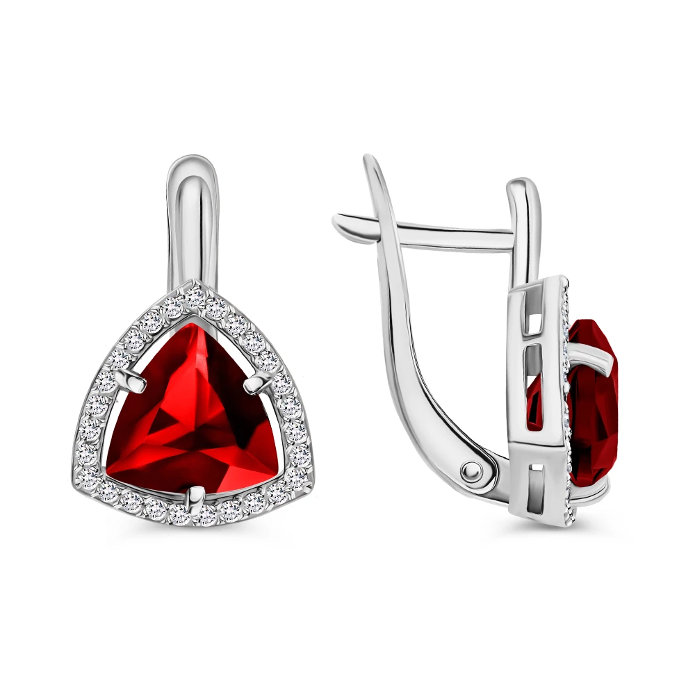 Серьги с фианитами из серебра 925 пробы