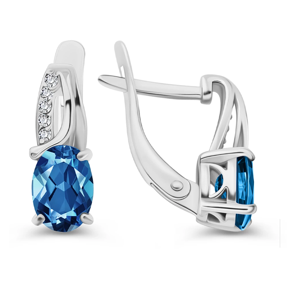 Серьги с фианитами из серебра 925 пробы