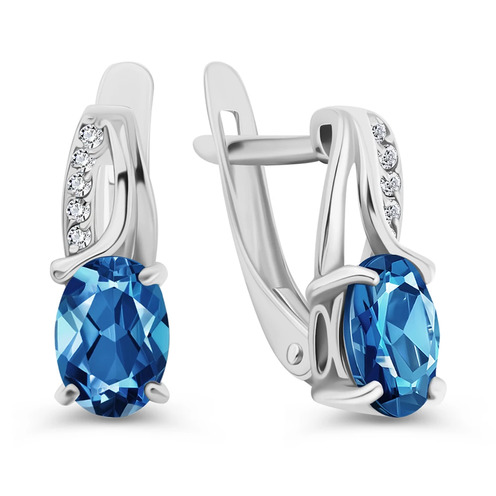 Серьги с фианитами из серебра 925 пробы