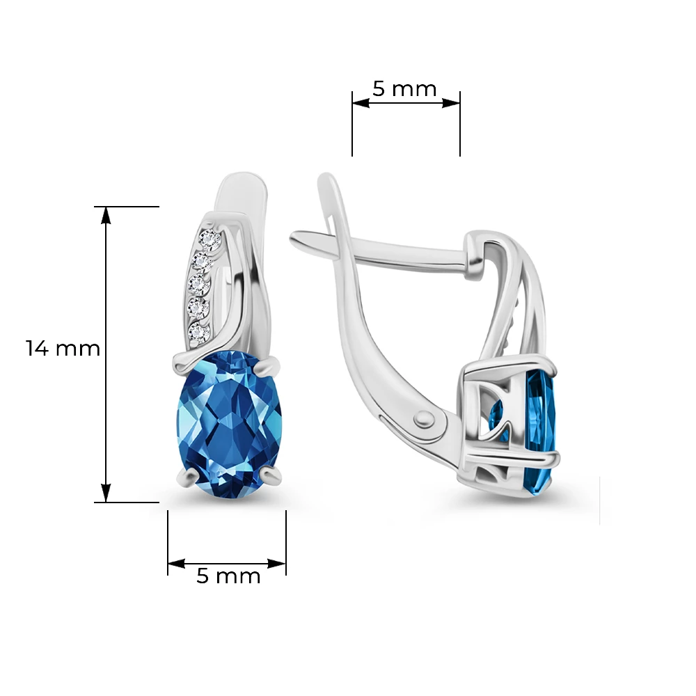 Серьги с фианитами из серебра 925 пробы