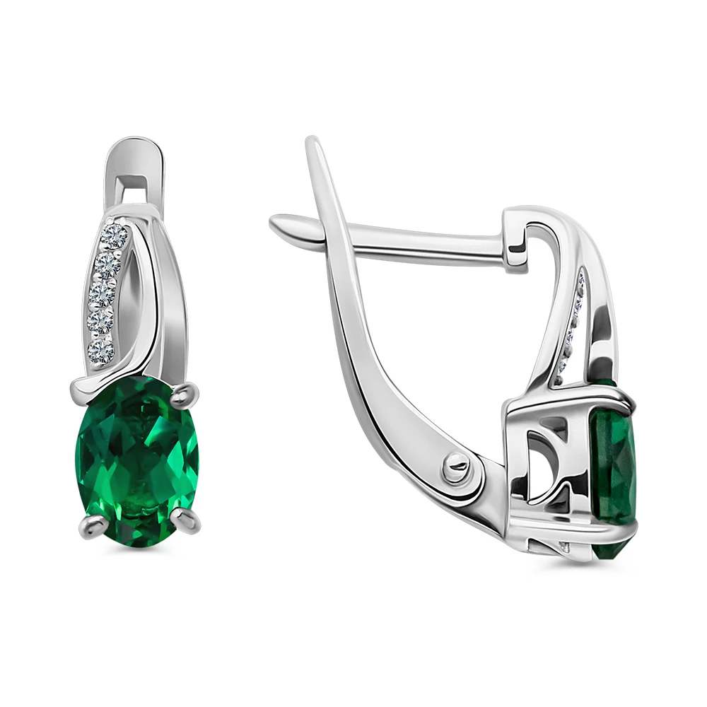 Серьги с фианитами из серебра 925 пробы