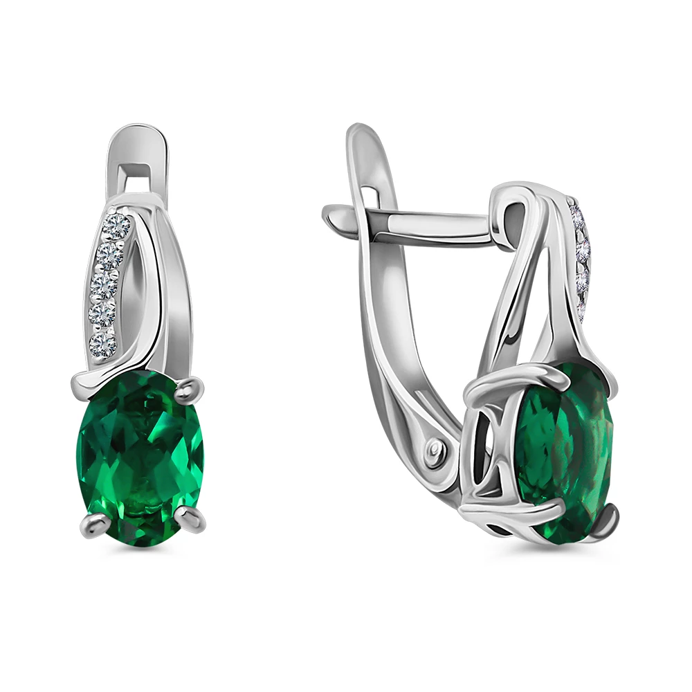 Серьги с фианитами из серебра 925 пробы