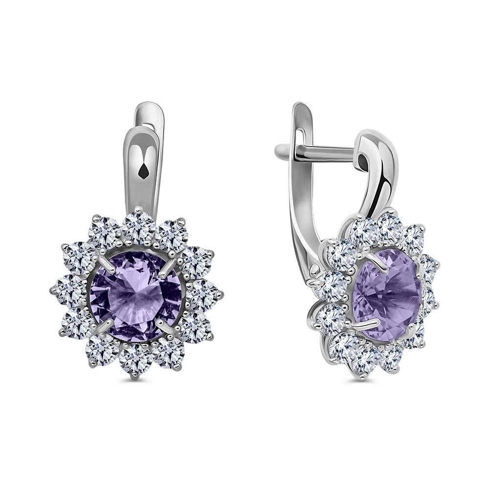 Серьги с фианитами из серебра 925 пробы