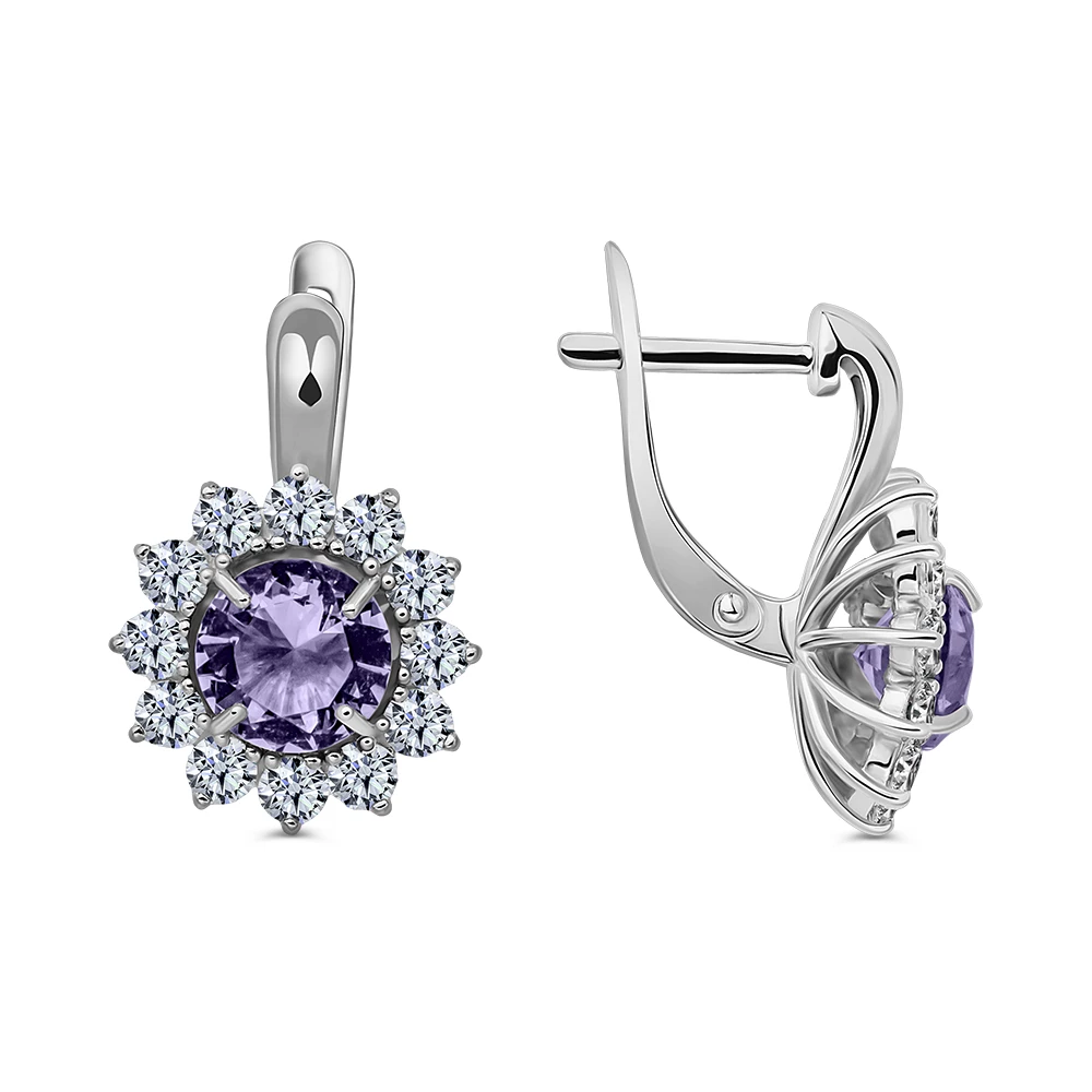 Серьги с фианитами из серебра 925 пробы