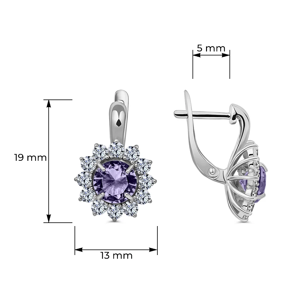 Серьги с фианитами из серебра 925 пробы