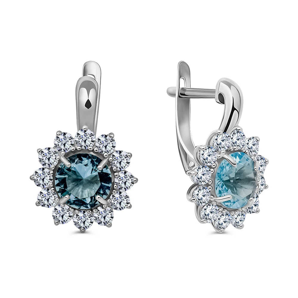 Серьги с фианитами из серебра 925 пробы