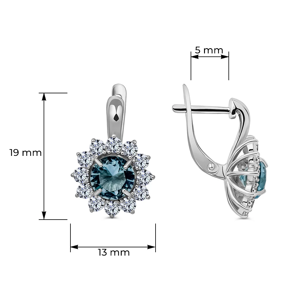 Серьги с фианитами из серебра 925 пробы