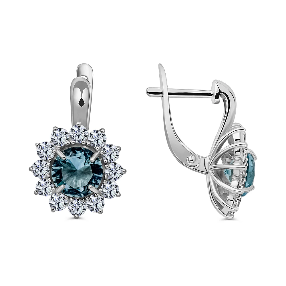 Серьги с фианитами из серебра 925 пробы