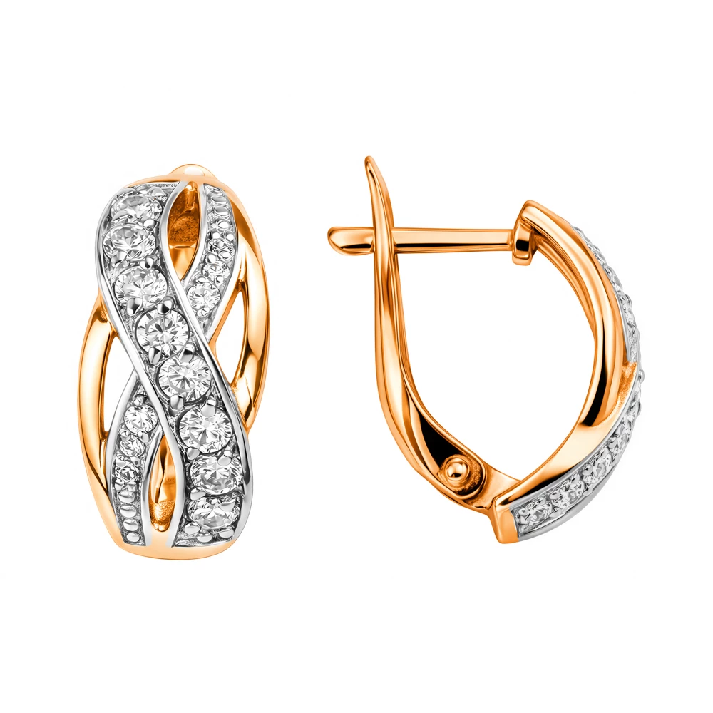 Серьги с фианитами из серебра 925 пробы