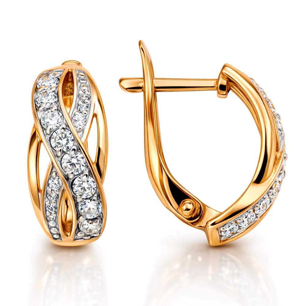 Серьги с фианитами из серебра 925 пробы