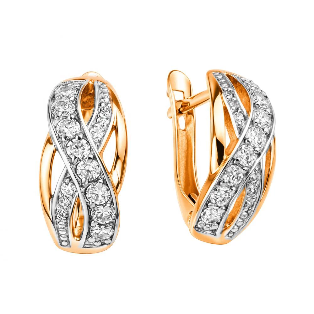 Серьги с фианитами из серебра 925 пробы