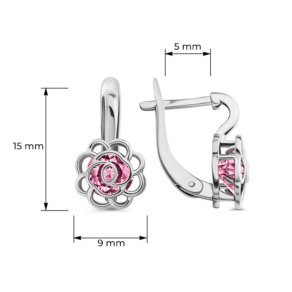 Серьги с фианитами из серебра 925 пробы