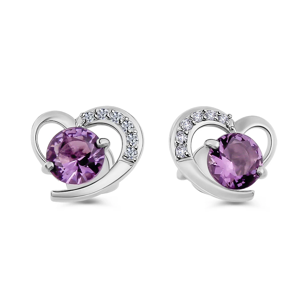 Серьги с фианитами из серебра 925 пробы