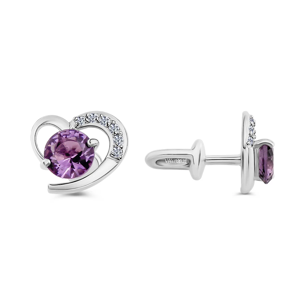Серьги с фианитами из серебра 925 пробы