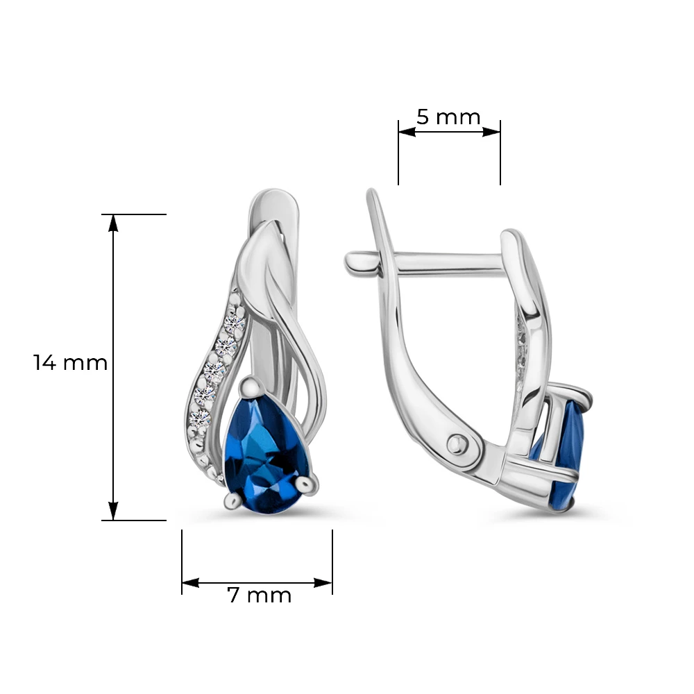 Серьги с фианитами из серебра 925 пробы