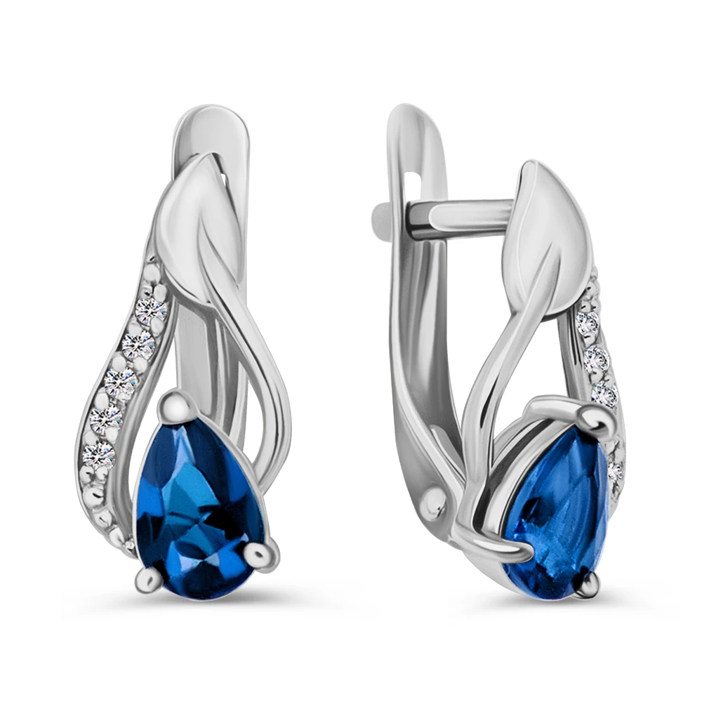Серьги с фианитами из серебра 925 пробы