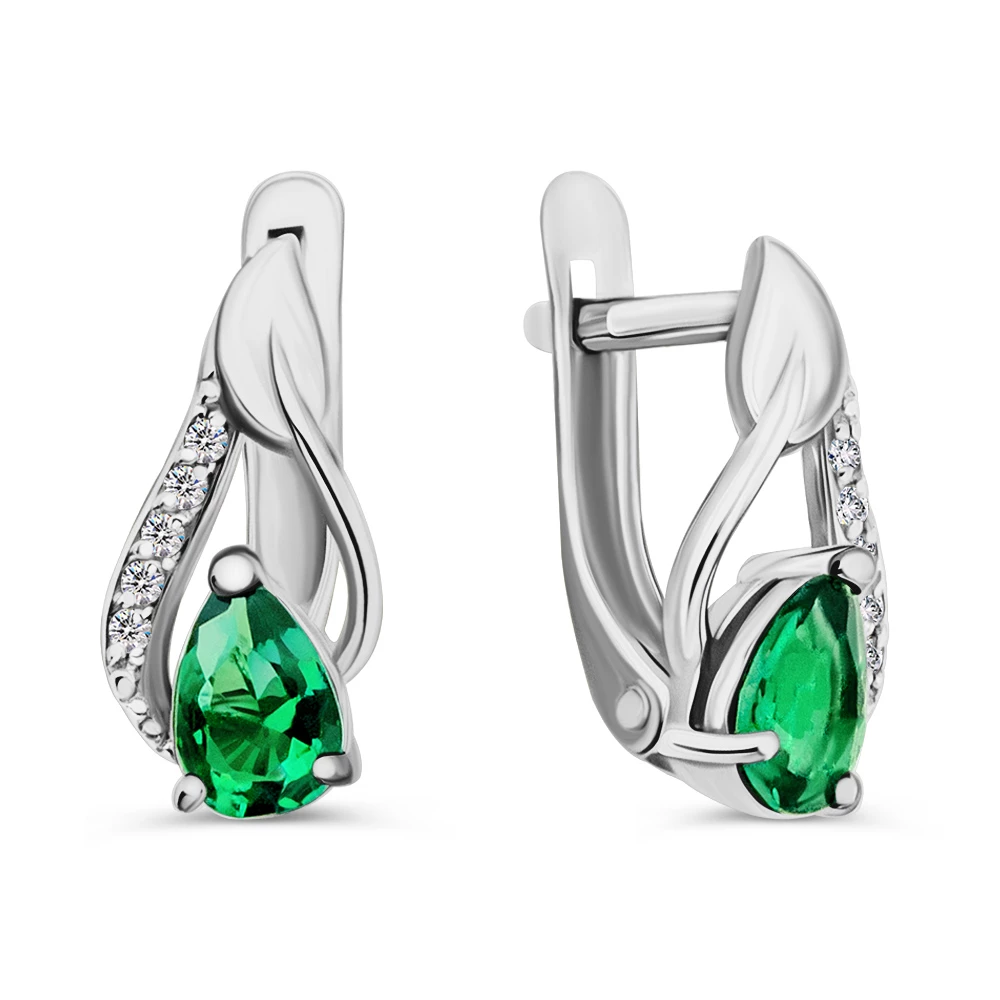 Серьги с фианитами из серебра 925 пробы