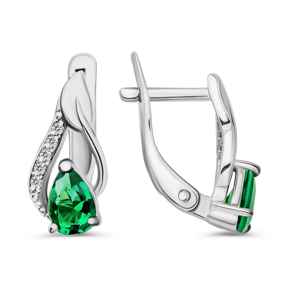 Серьги с фианитами из серебра 925 пробы