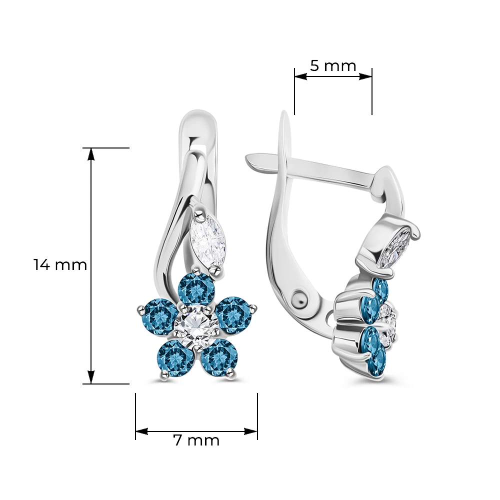 Серьги с фианитами из серебра 925 пробы