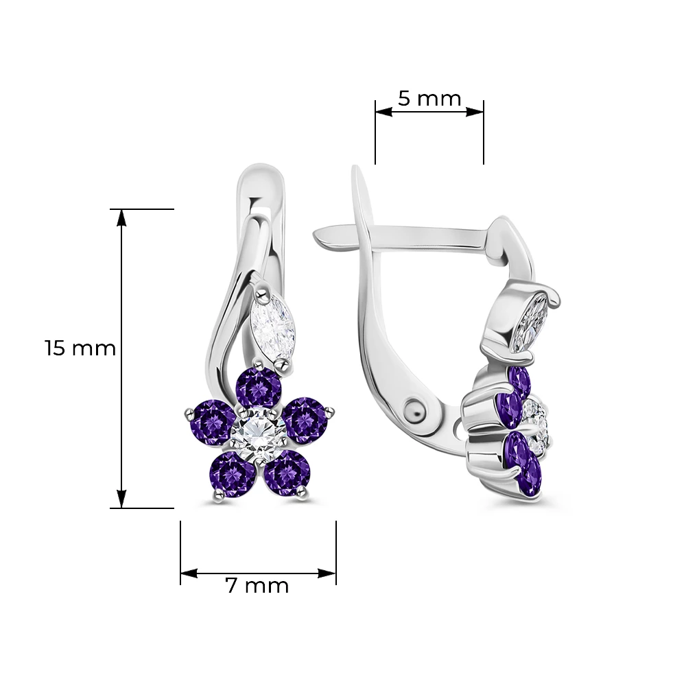 Серьги с фианитами из серебра 925 пробы