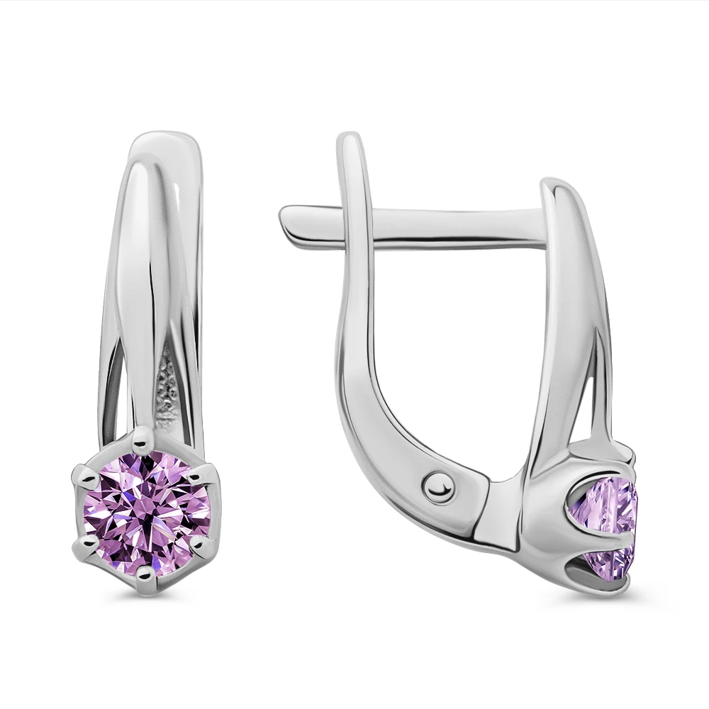 Серьги с фианитами из серебра 925 пробы