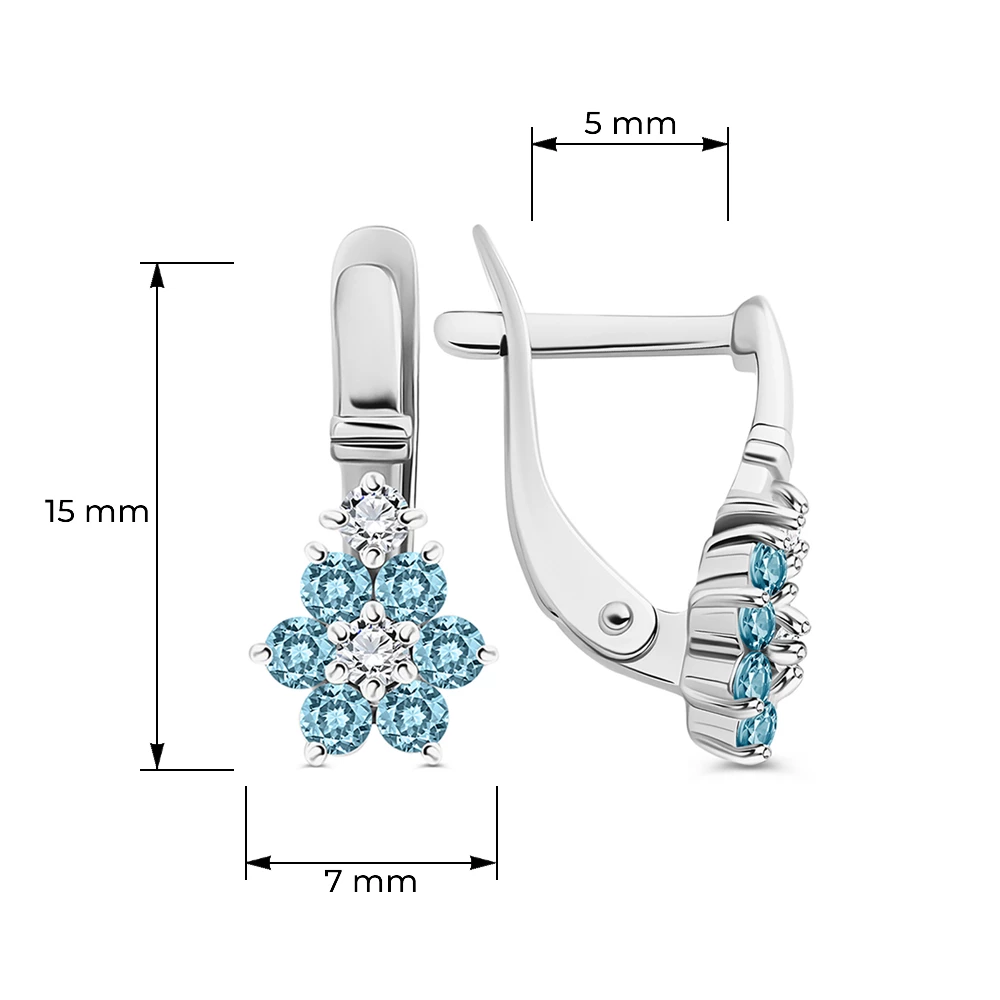 Серьги с фианитами из серебра 925 пробы