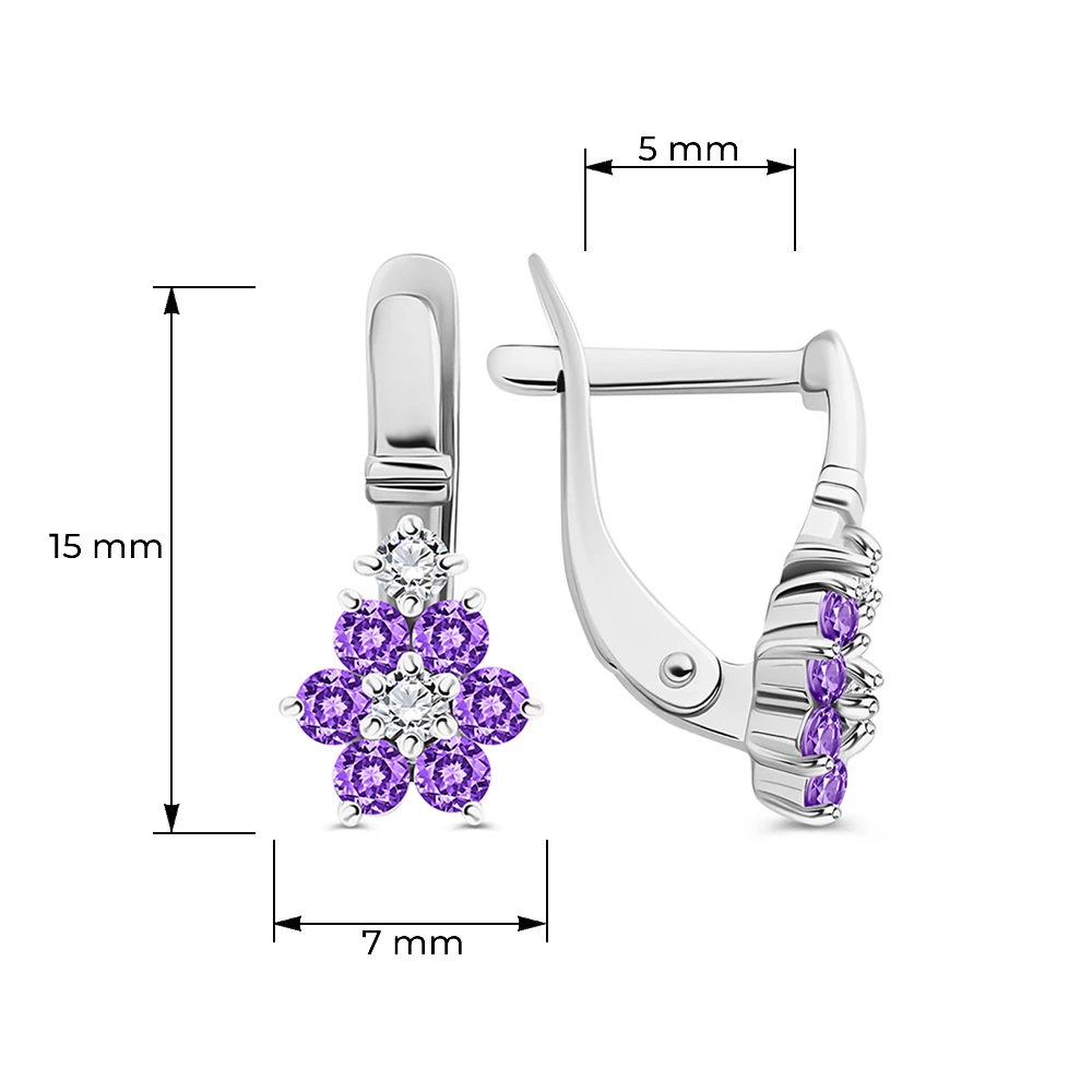 Серьги с фианитами из серебра 925 пробы