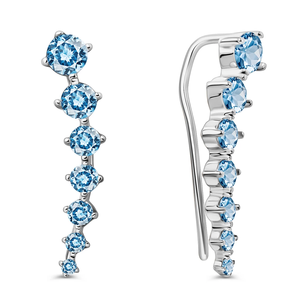 Серьги с фианитами из серебра 925 пробы