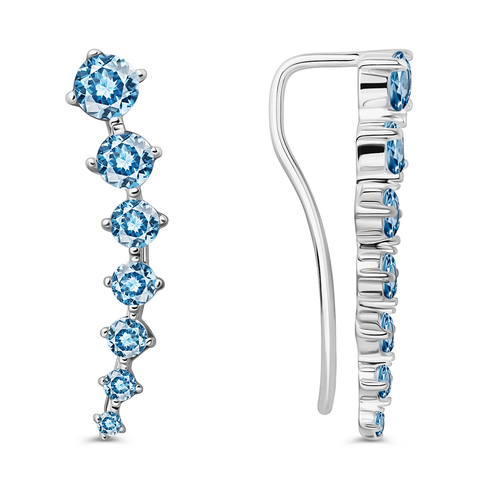 Серьги с фианитами из серебра 925 пробы