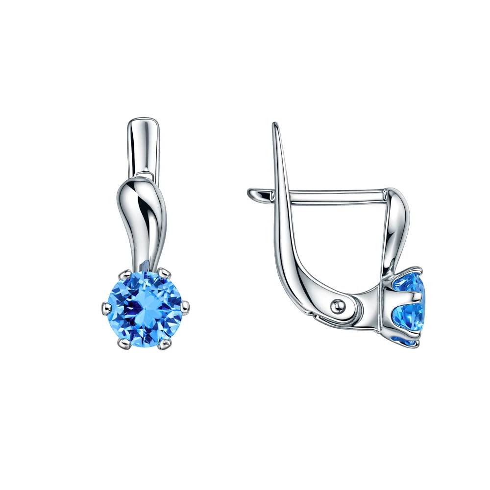 Серьги с фианитами из серебра 925 пробы