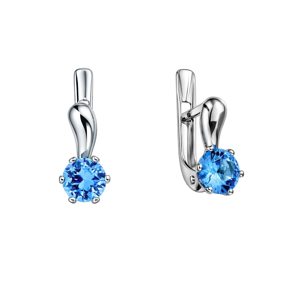 Серьги с фианитами из серебра 925 пробы