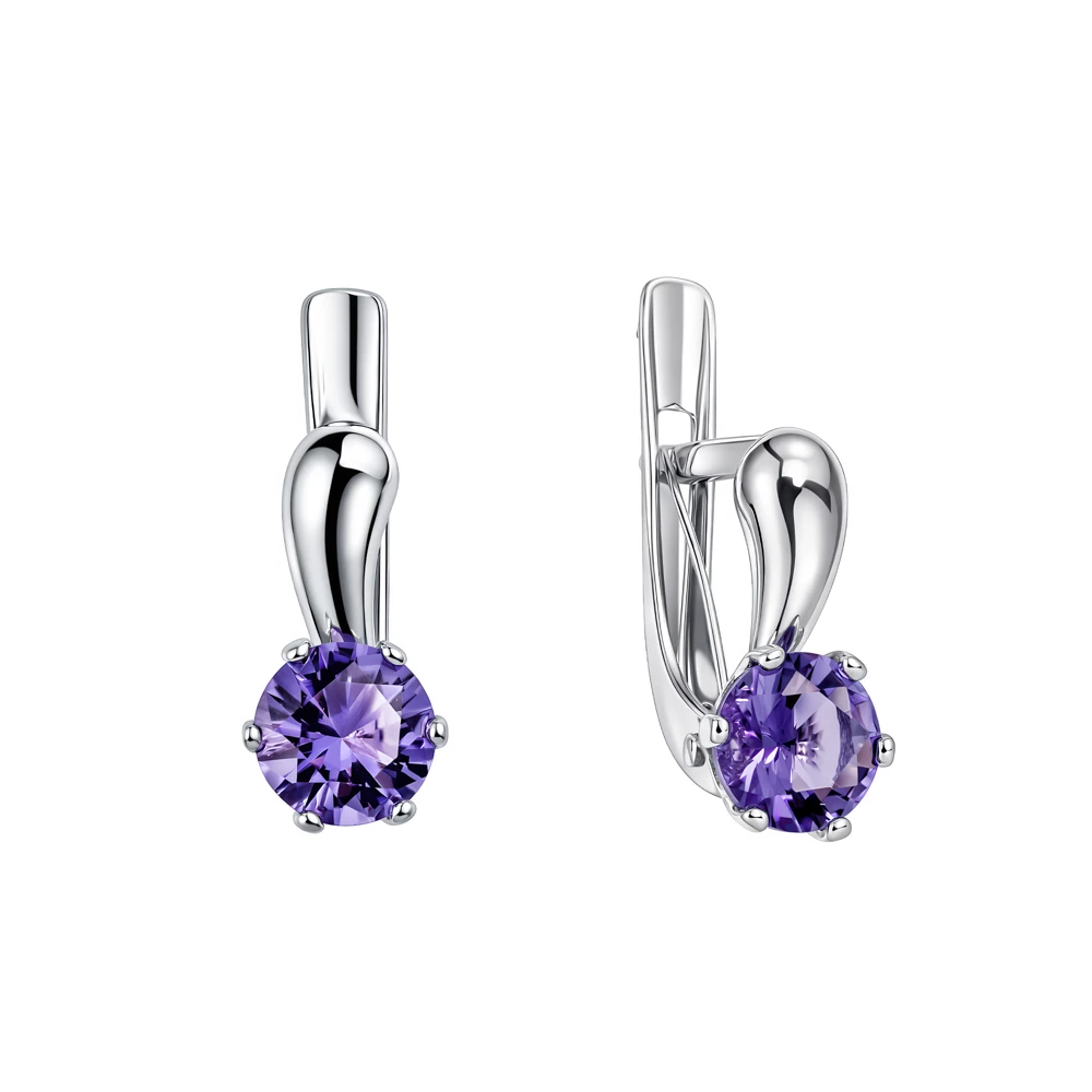 Серьги с фианитами из серебра 925 пробы