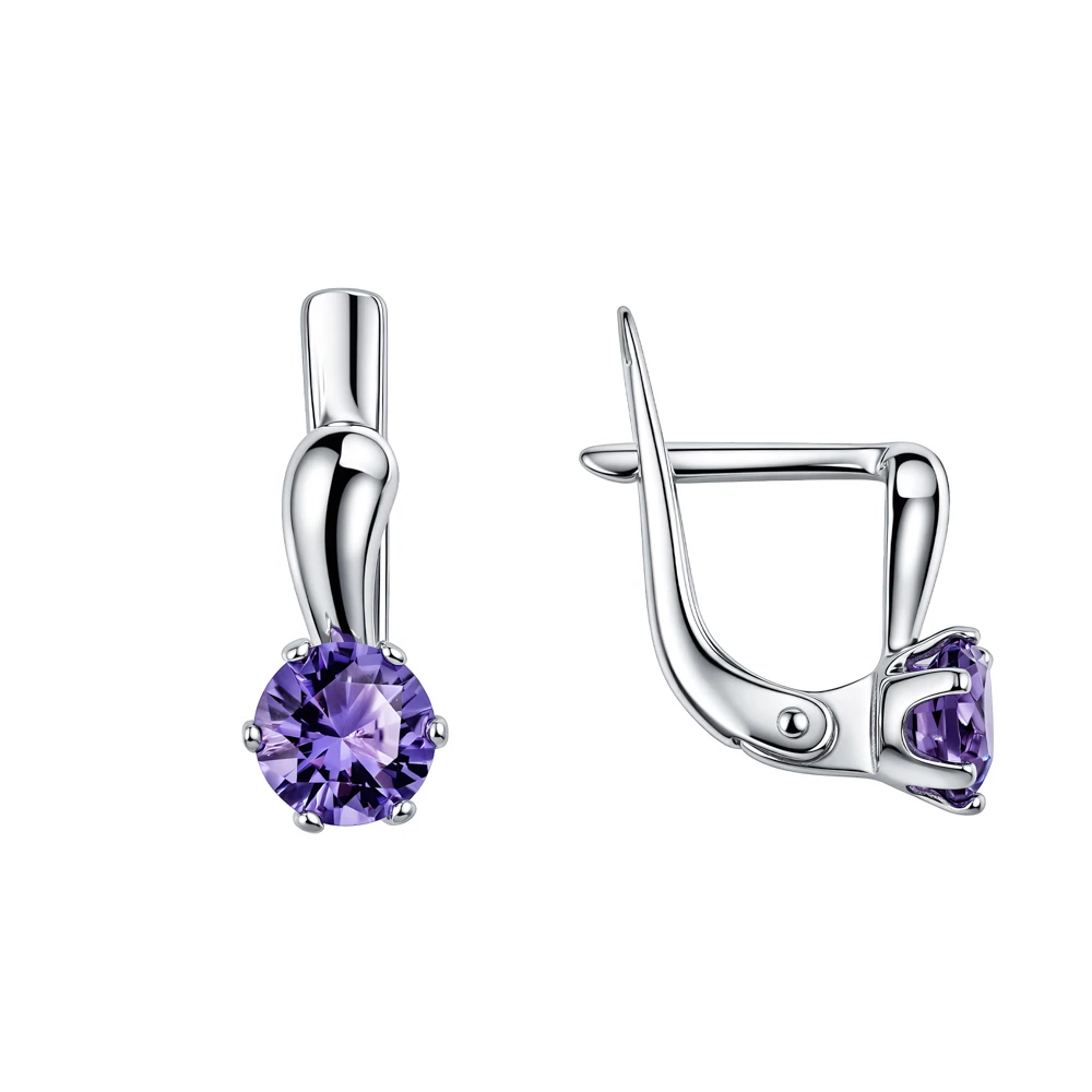 Серьги с фианитами из серебра 925 пробы