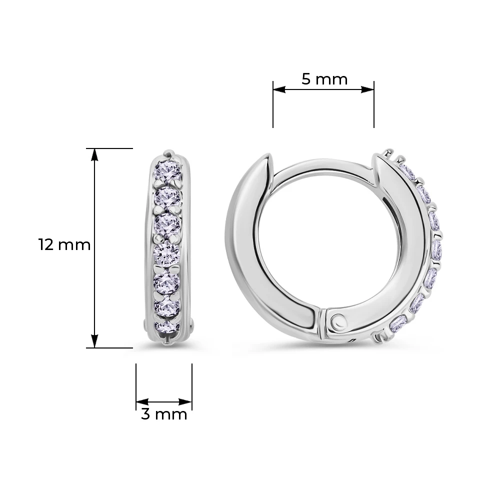 Серьги с фианитами из серебра 925 пробы