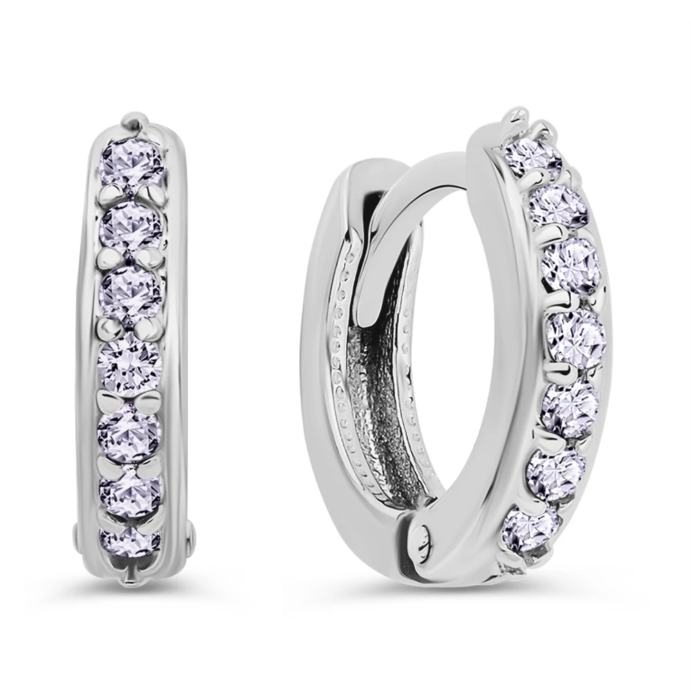 Серьги с фианитами из серебра 925 пробы