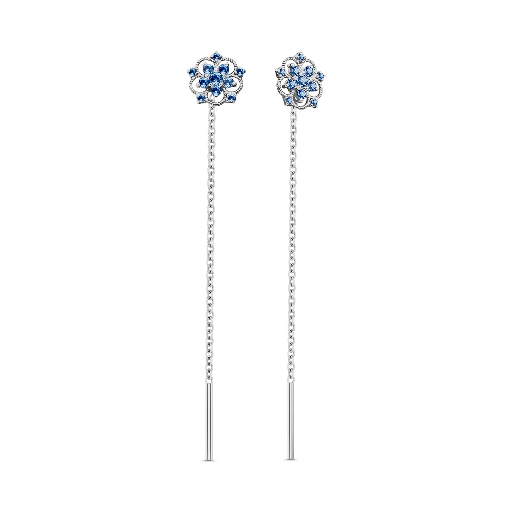 Серьги с фианитами из серебра 925 пробы
