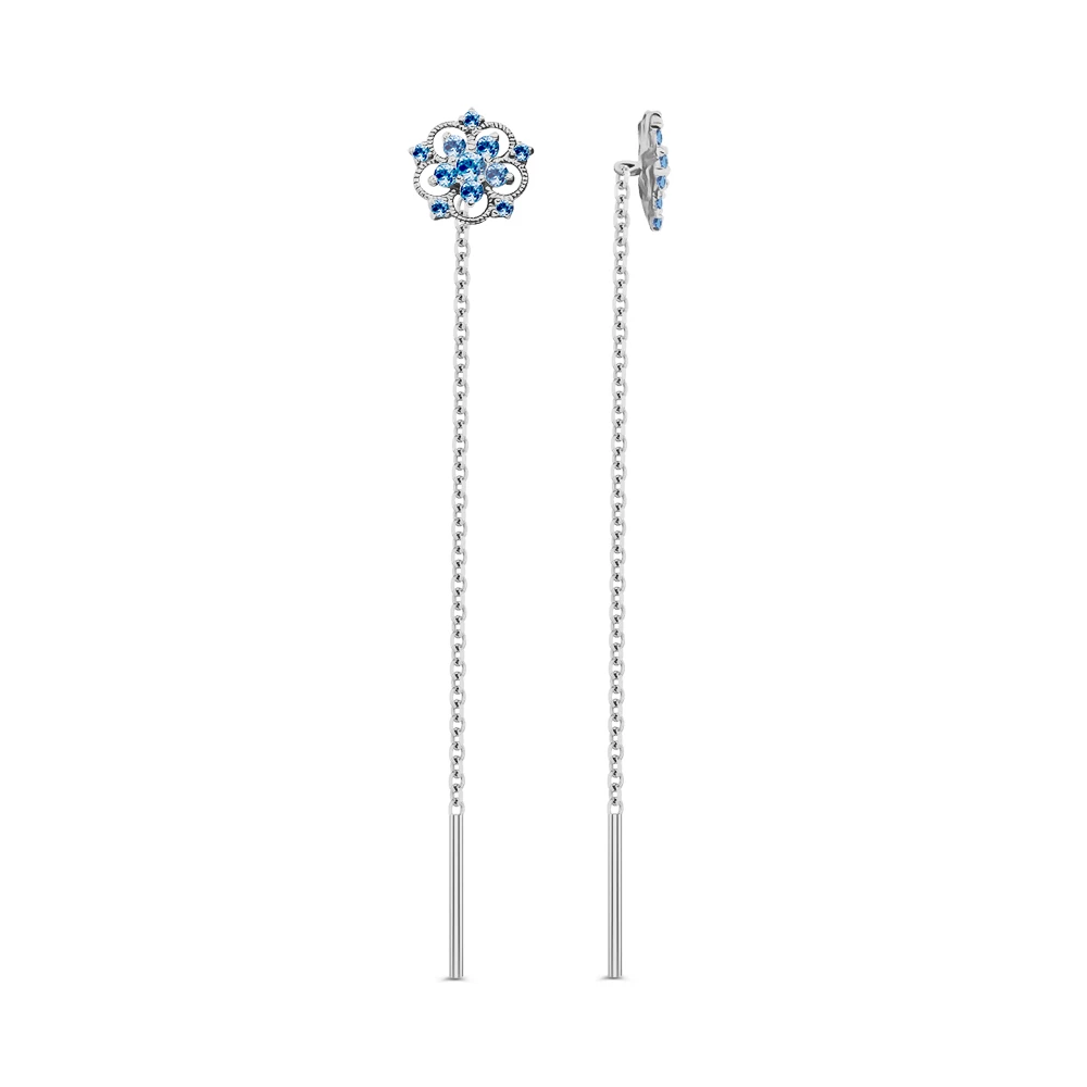 Серьги с фианитами из серебра 925 пробы