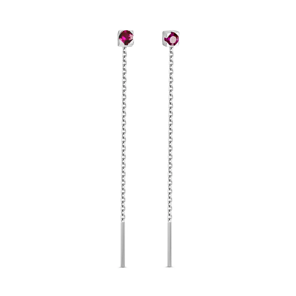 Серьги с фианитами из серебра 925 пробы