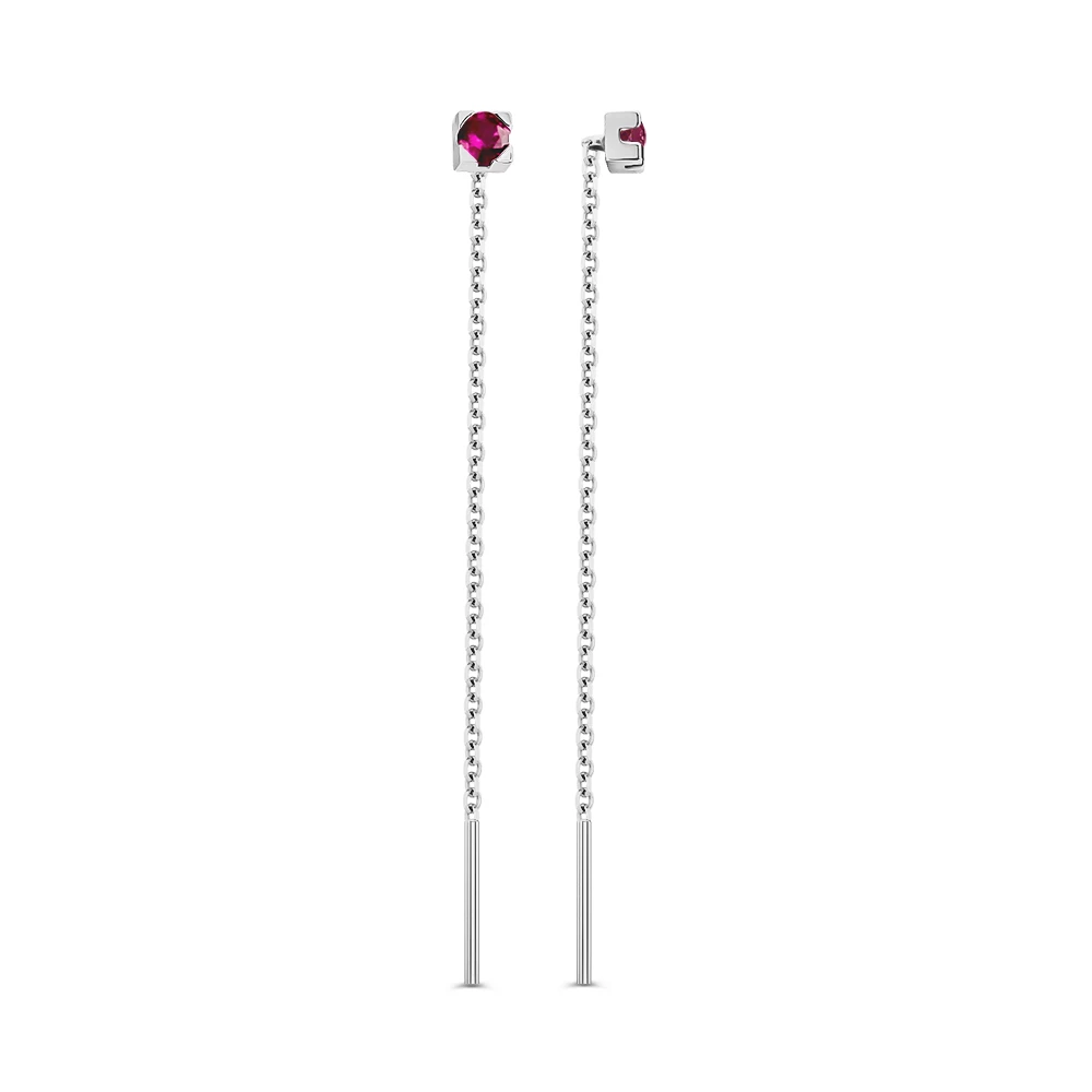 Серьги с фианитами из серебра 925 пробы