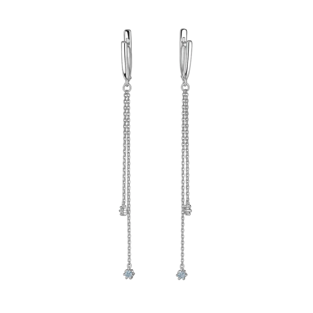 Серьги с фианитами из серебра 925 пробы