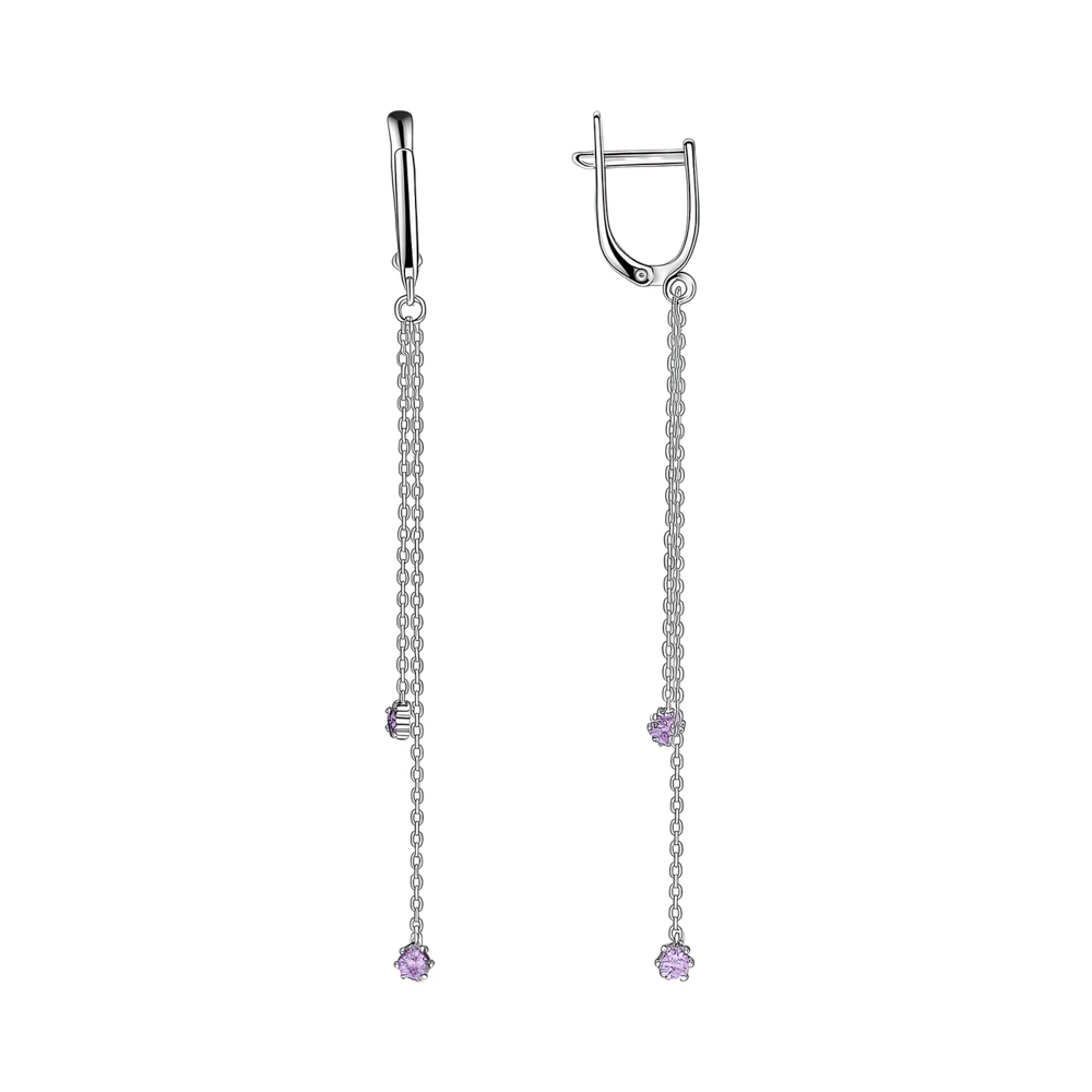 Серьги с фианитами из серебра 925 пробы