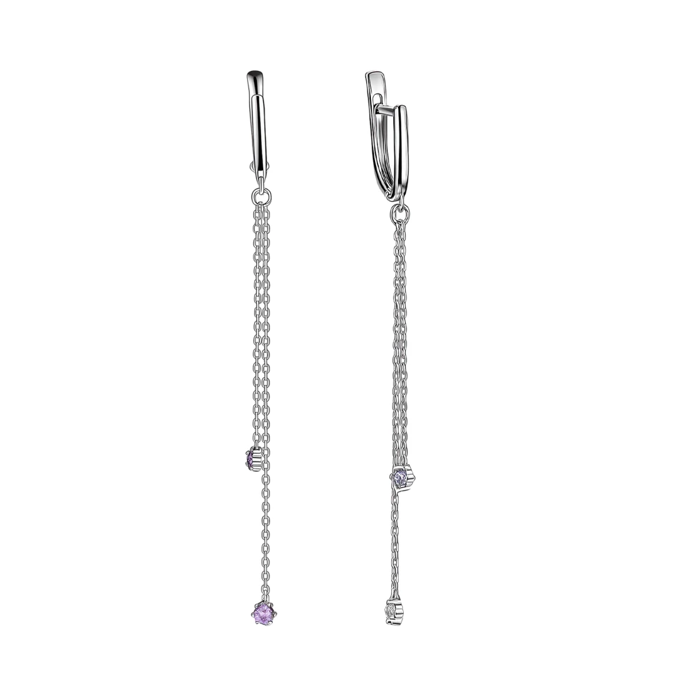 Серьги с фианитами из серебра 925 пробы