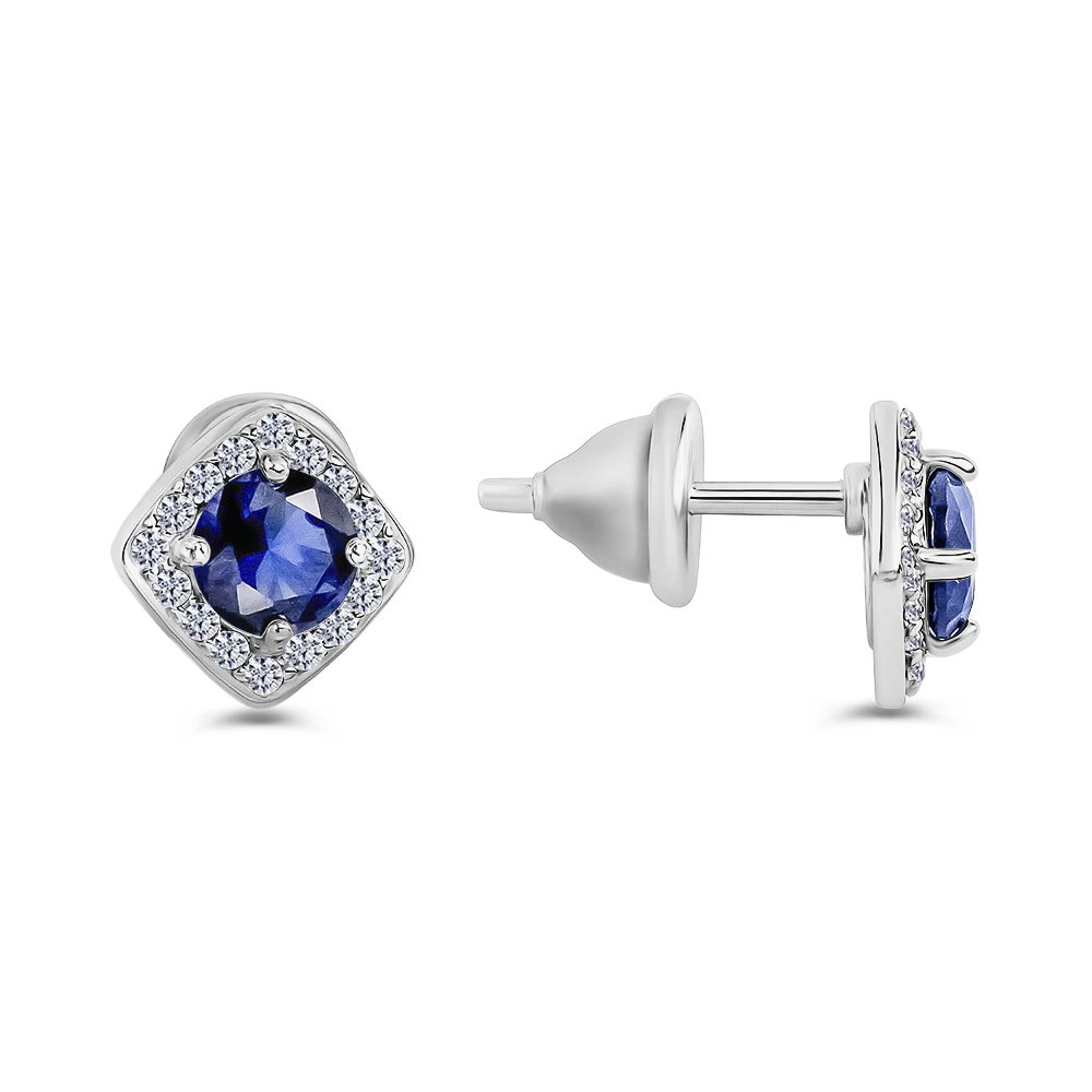 Серьги с фианитами из серебра 925 пробы