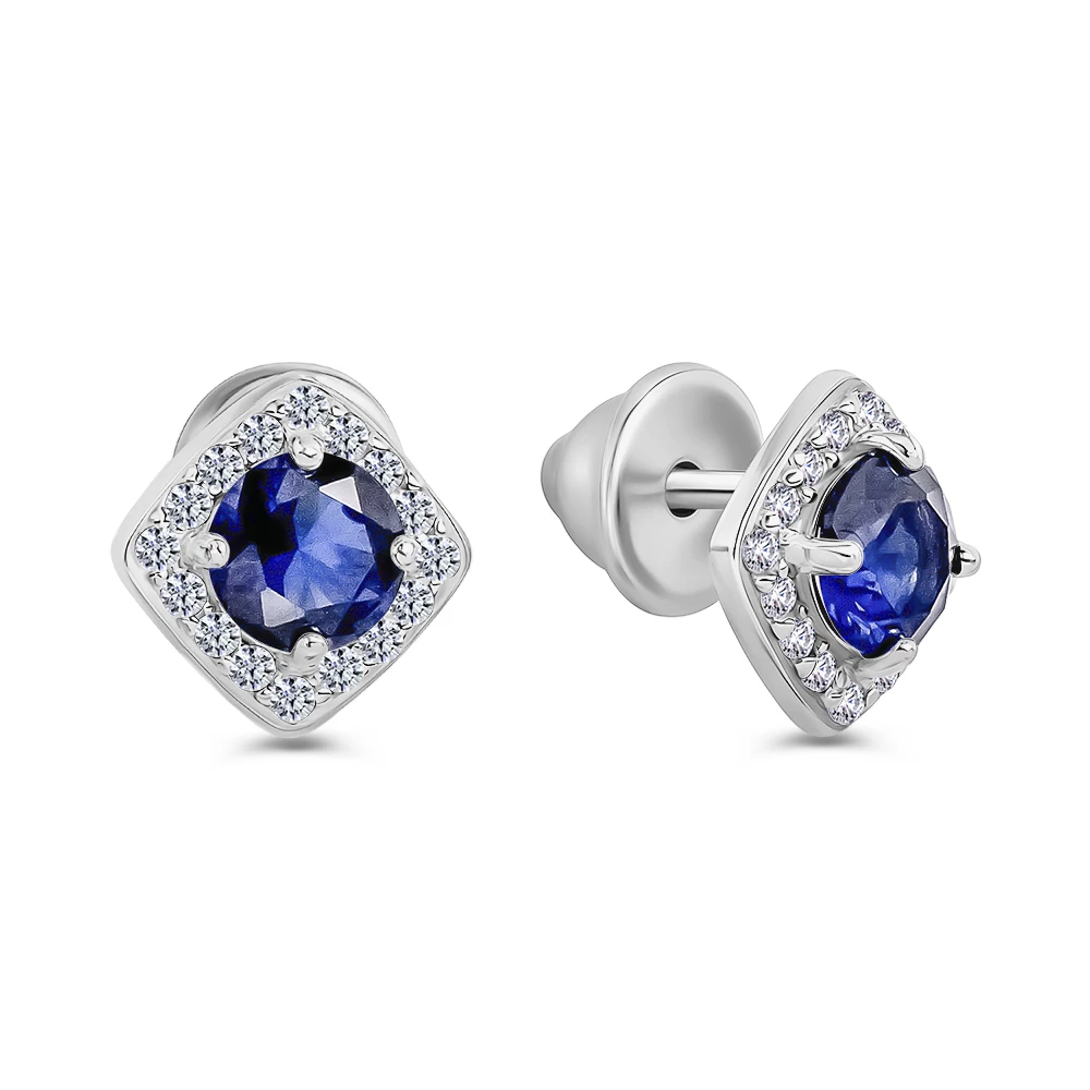 Серьги с фианитами из серебра 925 пробы