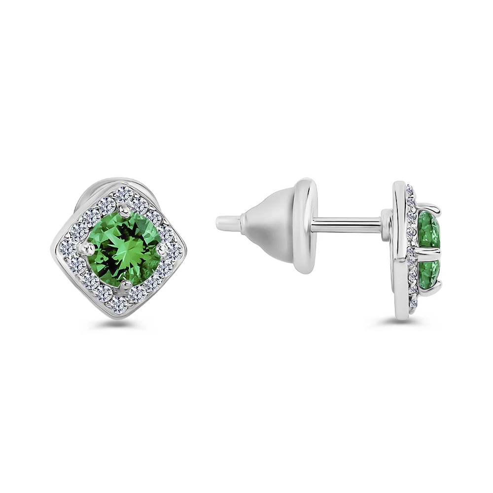 Серьги с фианитами из серебра 925 пробы