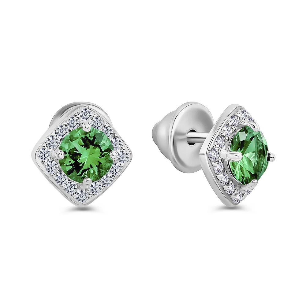 Серьги с фианитами из серебра 925 пробы