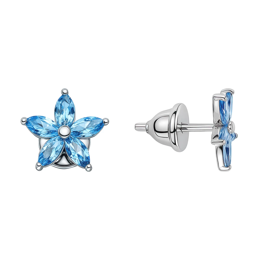 Серьги с фианитами из серебра 925 пробы