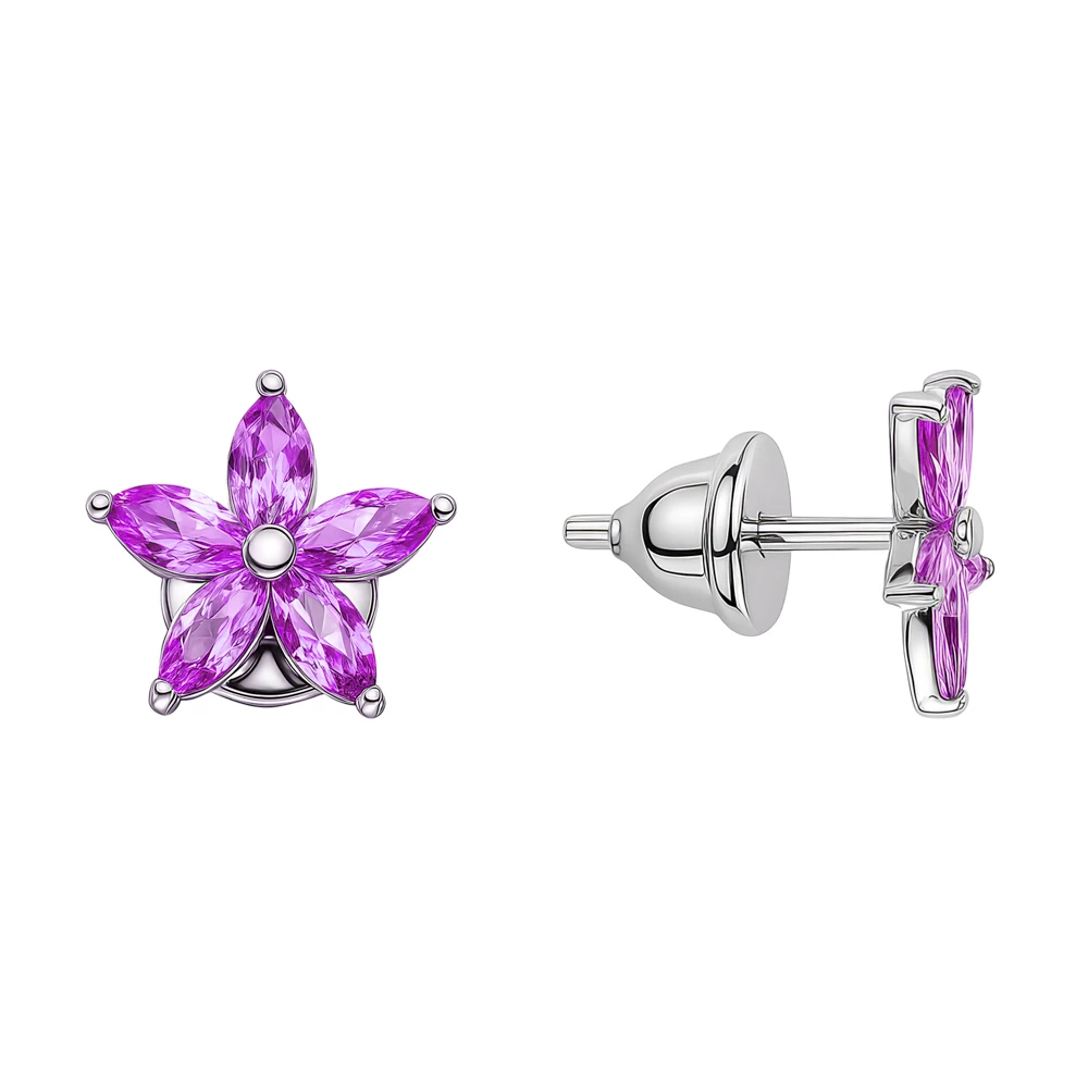 Серьги с фианитами из серебра 925 пробы