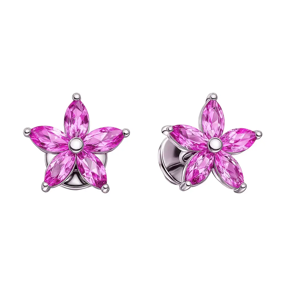 Серьги с фианитами из серебра 925 пробы