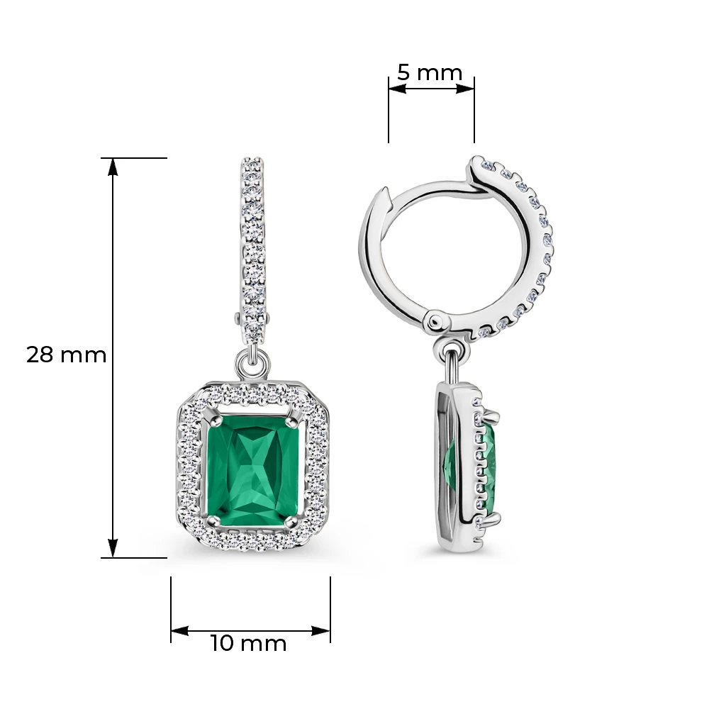 Серьги с фианитами из серебра 925 пробы